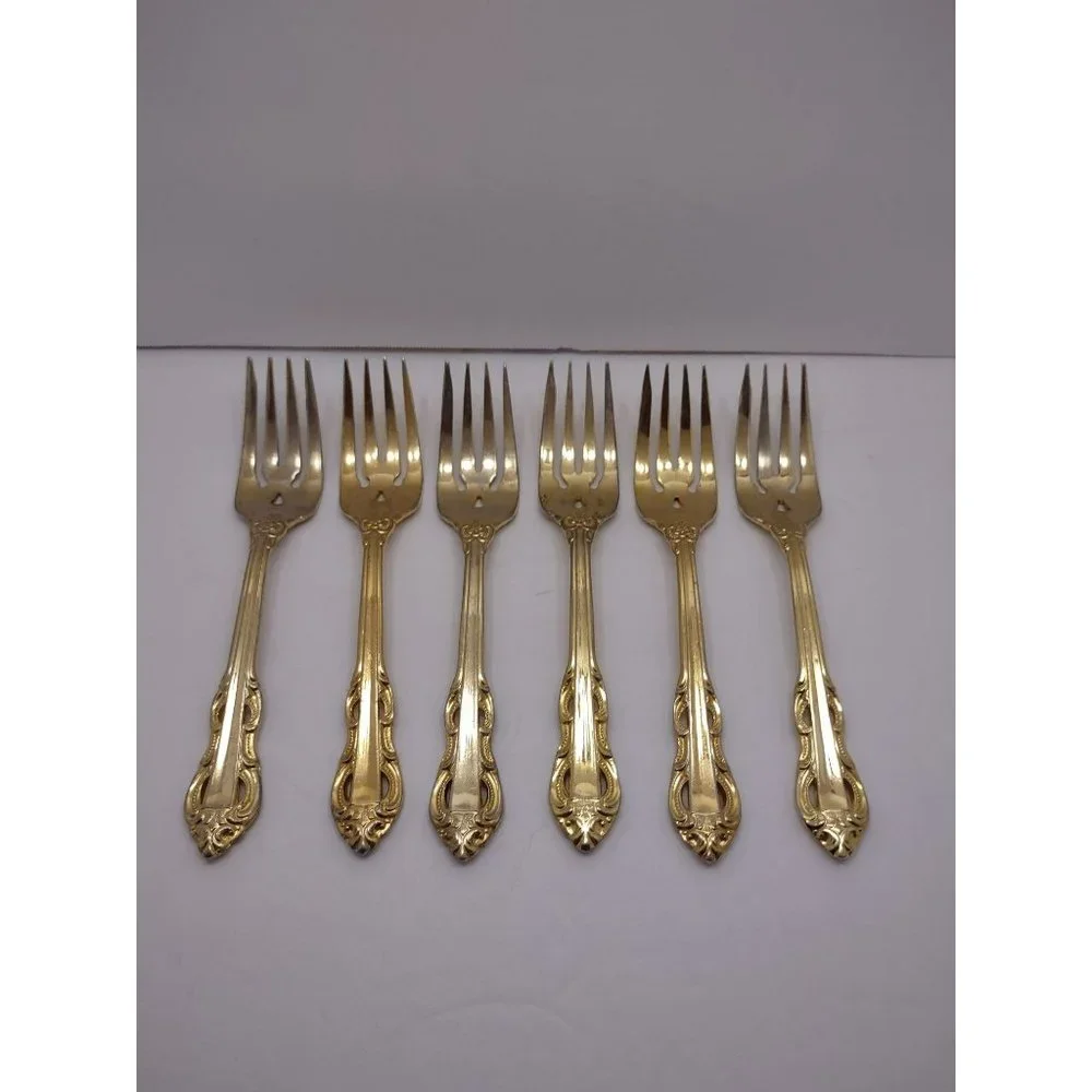 Vintage 1988 Korea Supreme Cutlery Towle gold wash forks King Arthur